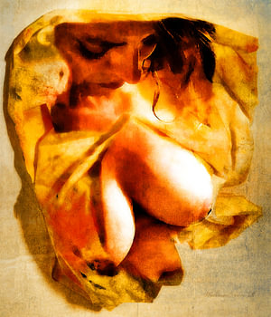 Sensual Nude in a Warm Cloth – Artistic Figure Study in Gold & Amber (Fine Art Oil Painting)