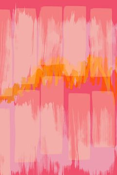 Colorful abstract painting. Shapes in neon pink and yellow by Abstract Minimalist Art