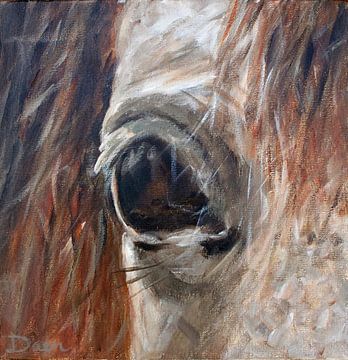 Painting of a horse's head by Mieke Daenen