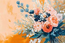 Blumen | Orange und rosa Blumen im Garten von Blickfänger Gemälde