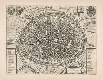 Oude kaart van Brugge van omstreeks 1652