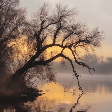 Boom aan het Water | Rustgevend Landschap van Karina Brouwer