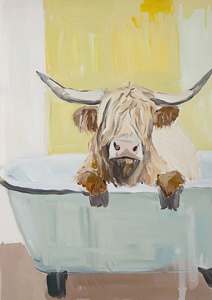Highland cow bathing by Niklas Maximilian