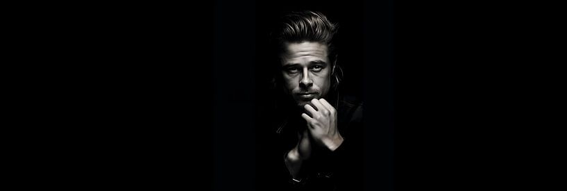 Brad Pitt&#039;s Schwarz-Weiß-Porträt von Surreal Media
