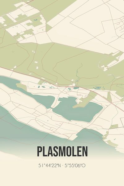 Vintage map of Plasmolen (Limburg) by Prints of Place