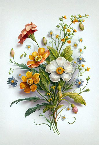 Colourful bunch of flowers by But First Framing