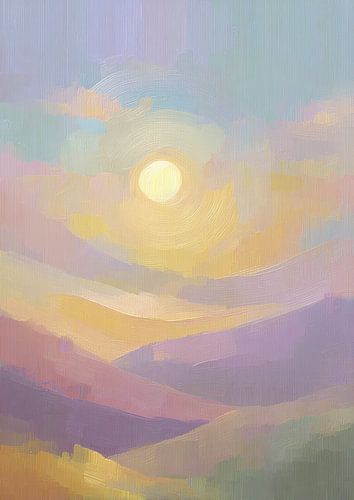 Pastel landschap bij zonsondergang