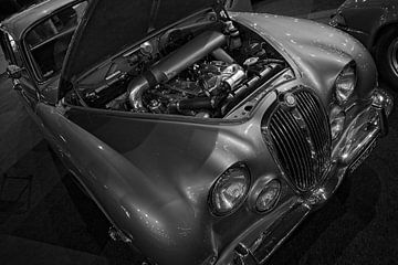 Jaguar 3.8 MKII saloon front met motor van Rob Boon