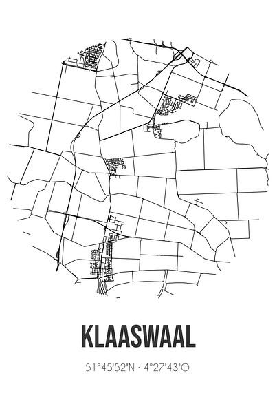 Klaaswaal (South Holland) | Map | Black and White by Prints of Place