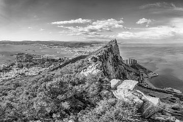 Berg van Gibraltar in zwart-wit van Manfred Voss, Zwart-Wit Fotografie