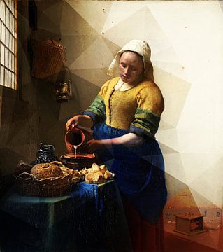 Het melkmeisje van Vermeer met geometrisch patroon van Dina Dankers