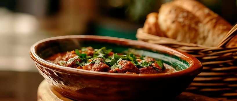 Savoury meatballs in a clay bowl by Poster Art Shop