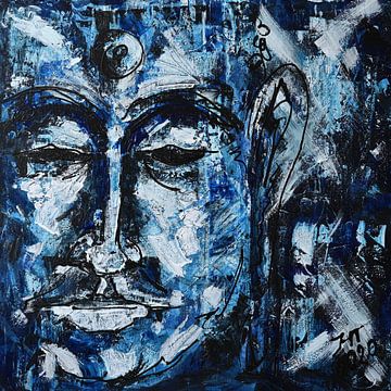 Boeddha Blue 3 van Hans Tijssen
