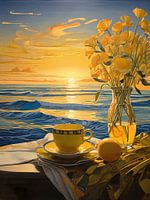 Zonsopgang met bloemen