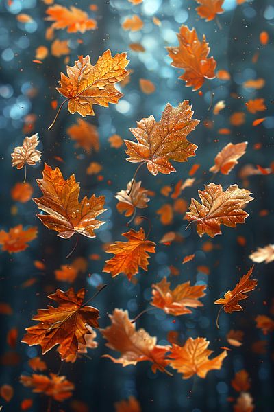 Dancing Autumn Leaves in Sunshine by Imperial Art House