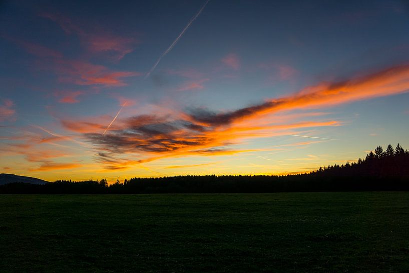 Germany, Nature landscape black forest horizon with burning sky by adventure-photos
