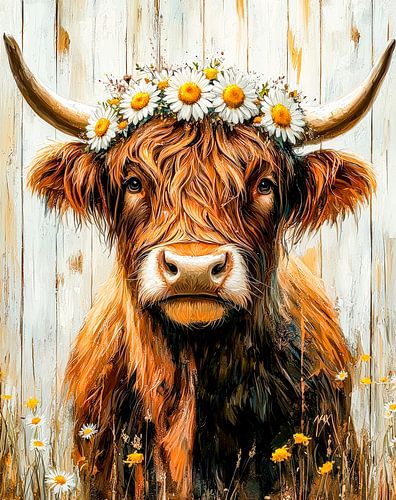 Magie van de koe - bloemenkrans in de zon