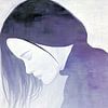vrouw profiel | Quiet Under Purple Veil van ARTEO Schilderijen