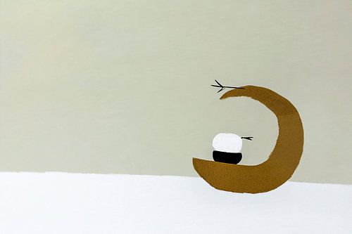 Oiseau sur demi-lune