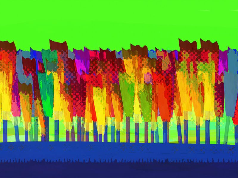 Lisse bloemen  kleur op groen van Joost Hogervorst