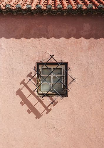 Rustic Pink Wall With A Vintage Window