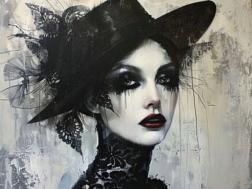 Elegante Vrouw van Abstract Schilderij