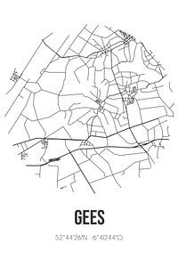 Gees (Drenthe) | Landkaart | Zwart-wit van Rezona