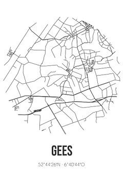 Gees (Drenthe) | Landkaart | Zwart-wit van MijnStadsPoster