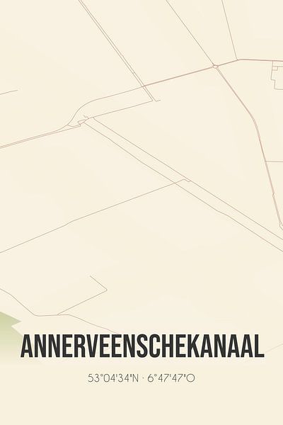 Vintage map of Annerveenschekanaal (Drenthe) by Prints of Place