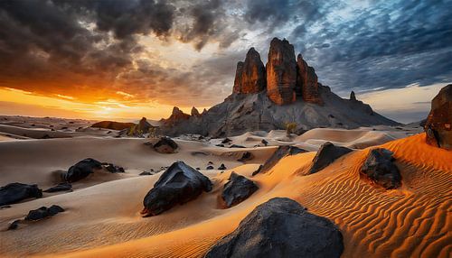 Rotsen met zand in de woestijn