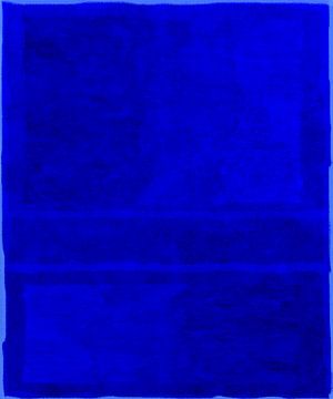 Koningsblauw op blauw, abstract van Rietje Bulthuis