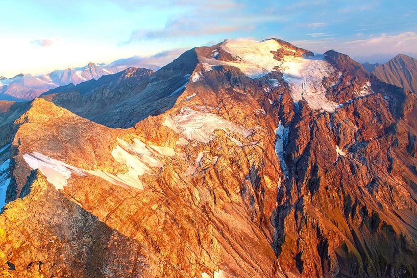 Golden light on the Goldzechkopf and Hocharn by Christa Kramer