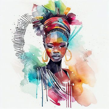 Schilderij Schilderij van een Afrikaanse vrouw Illustratie van Animaflora PicsStock