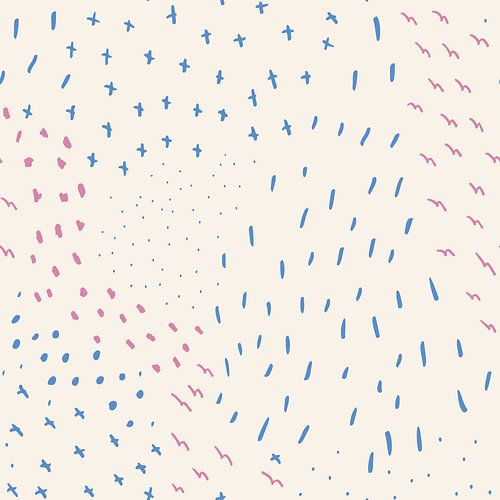 Lijnen, stippen en kruizen in pastel en neon in roze en blauw