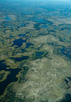 Luchtfoto van de Okavango delta