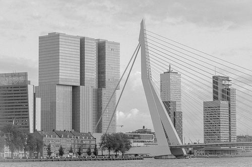 De Erasmusbrug en de Rotterdammer in zwart-wit