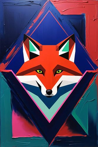 Geometrische kleurrijke vos kunstwerk