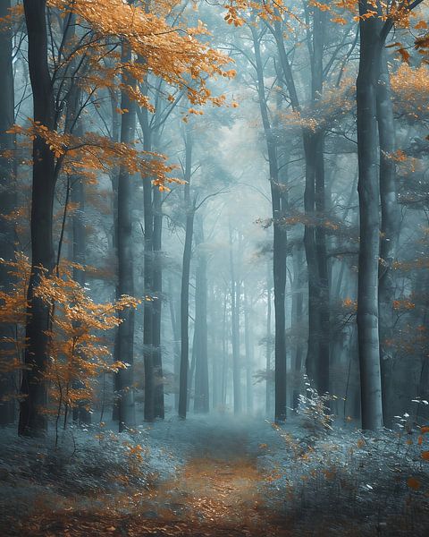 Romantisch herfstbos van fernlichtsicht