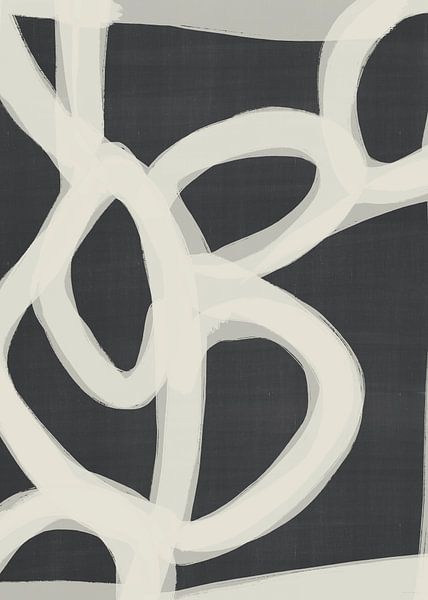 Japandi Brush Stroke Flow #3 | Black White by Bohomadic Studio