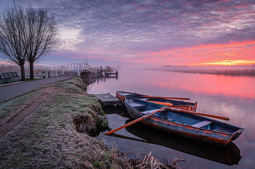 Sonnenaufgang in der Polderlandschaft von Gijs Rijsdijk