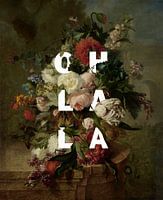 Old masters flower bouquet with typography