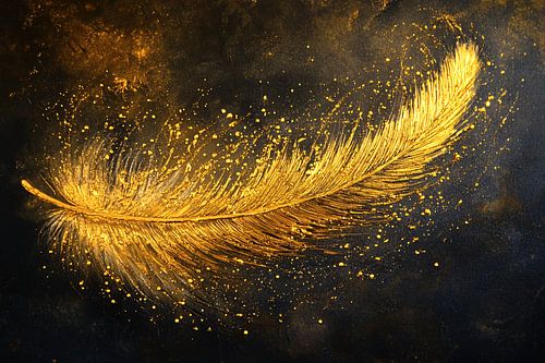 Plume d'or sur fond sombre
