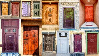 Collection of individually designed artisan entry doors in Morocco