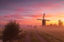 The trouser mill in the early misty morning before sunrise by Rob Saly