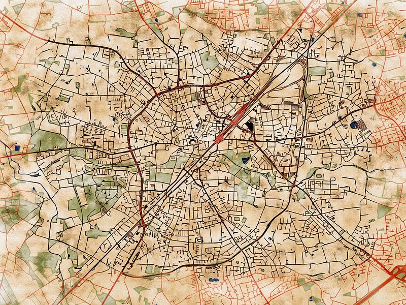 Map of Gütersloh with the style 'Serene Summer' by Maporia