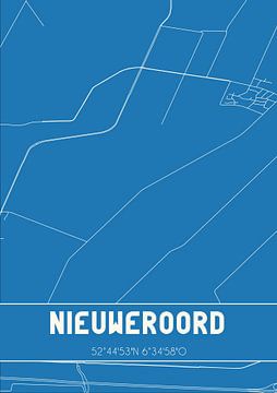Blauwdruk | Landkaart | Nieuweroord (Drenthe) van MijnStadsPoster