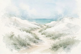 Sentier sablonneux à travers les dunes blanches du littoral sur Matthias Hauser