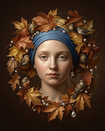 The Girl with a Pearl Earring in the Autumn Wreath