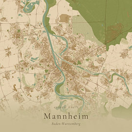 Historische Landkarte von Mannheim, Deutschland von Ortsdrucke