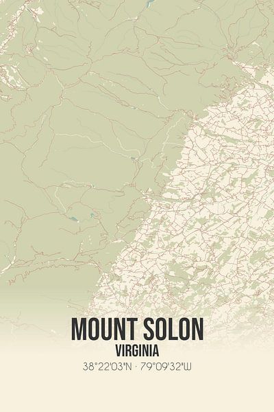 Carte ancienne de Mount Solon (Virginie), USA. par Affiches de lieux